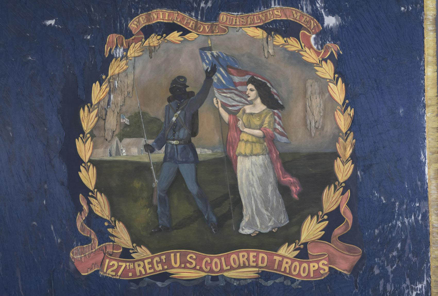 127th Regiment United States Colored Troops battle flag during the Civil War