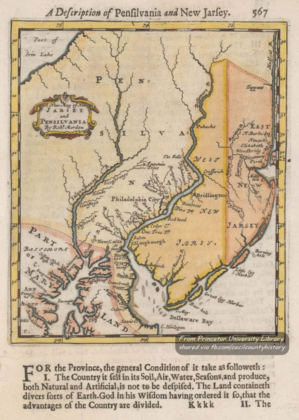 1688 map of Delmarva Peninsula