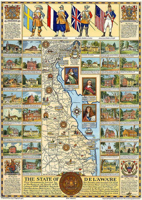 1938 DELAWARE HISTORICAL MAP