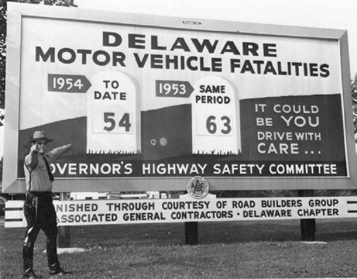 1954 Delaware Motor Vehicle Fatalities Billboard