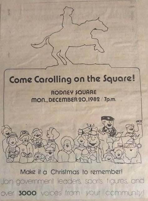 AD FOR CAROLING ON THE SQUARE IN WILM DE 1982