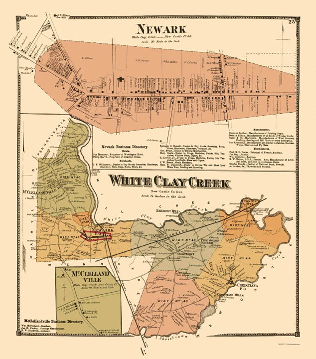 Beers Map of Newark DE 1868