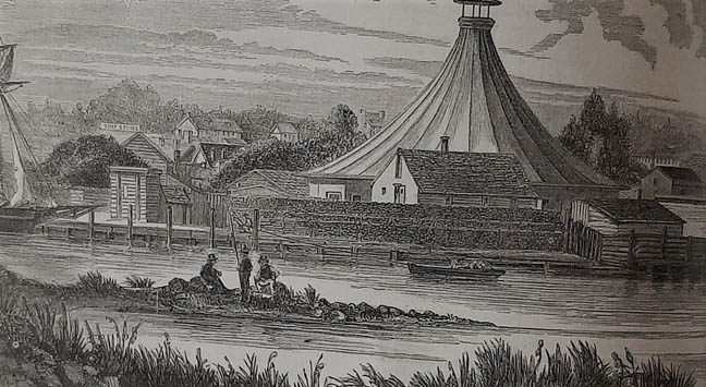 Christiana River Gas Works Building illustration in Wilmington DE 1864