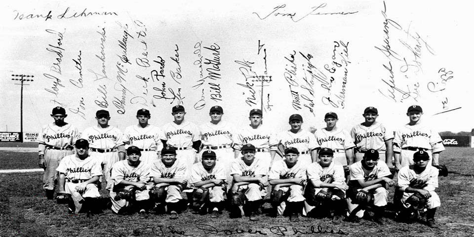 Dover Phillies in a 1947-48 team photo - the Phillies Eastern Shore League affiliate after World War II