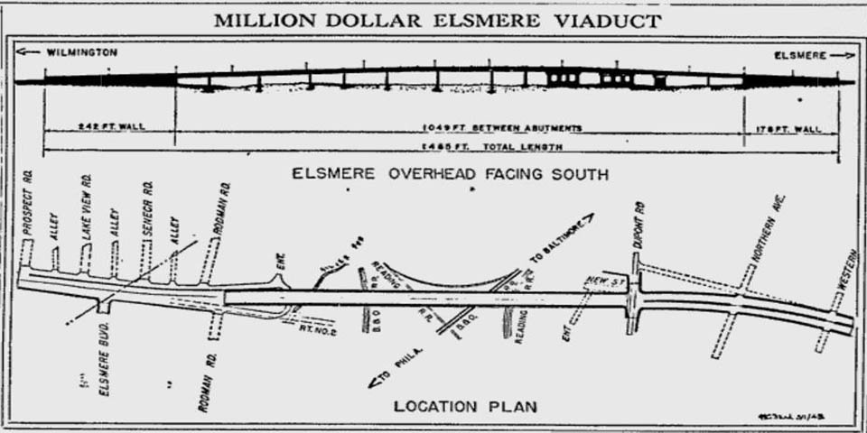 Elsmere Delaware BRIDGE PLAN OVER TRAIN TRACKS 1949
