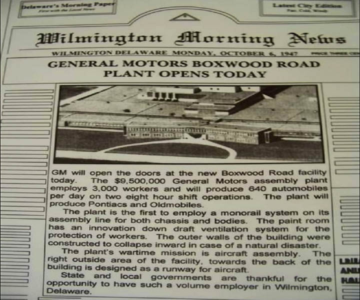 GENERAL MOTORS BOXWOOD PLANT WILM DE ARTICLE 10-6-1947
