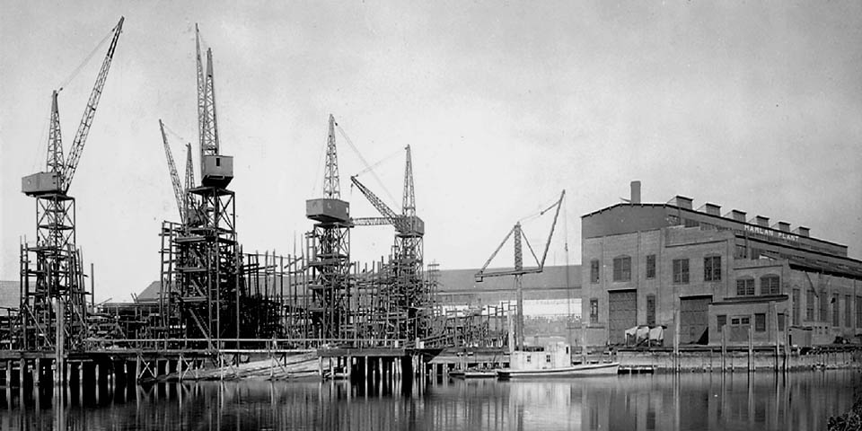 Harlan and Hollingsworth by the Christina River in Wilmington DE on November 1925