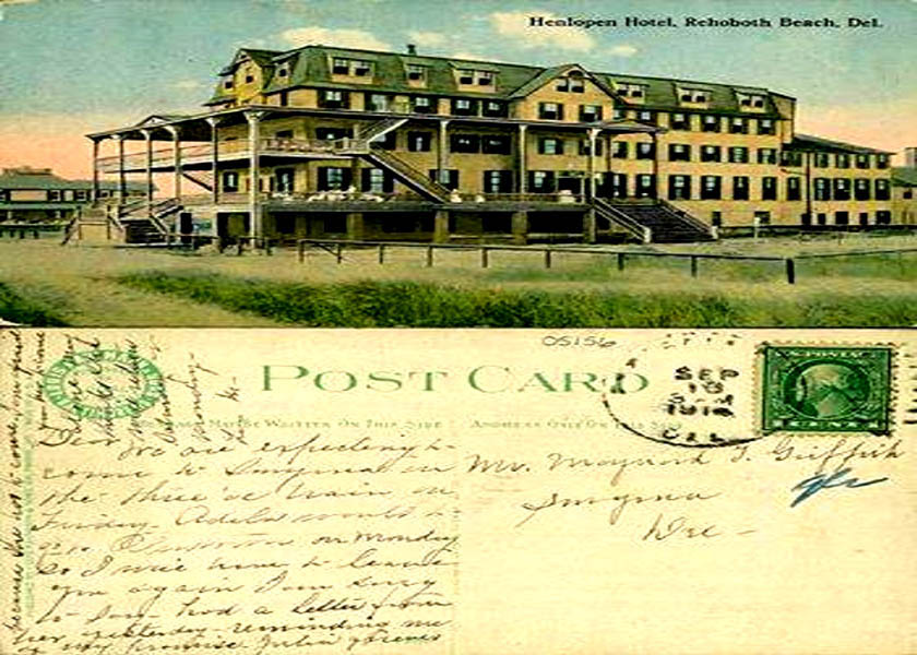 Henlopen Hotel in Rehoboth Beach Delaware Postcard postmarked 1914
