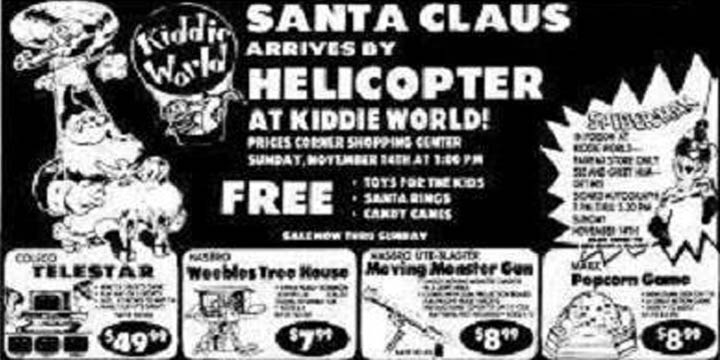 KIDDIE WORLD AD AT CHRISTMAS IN DELAWARE A