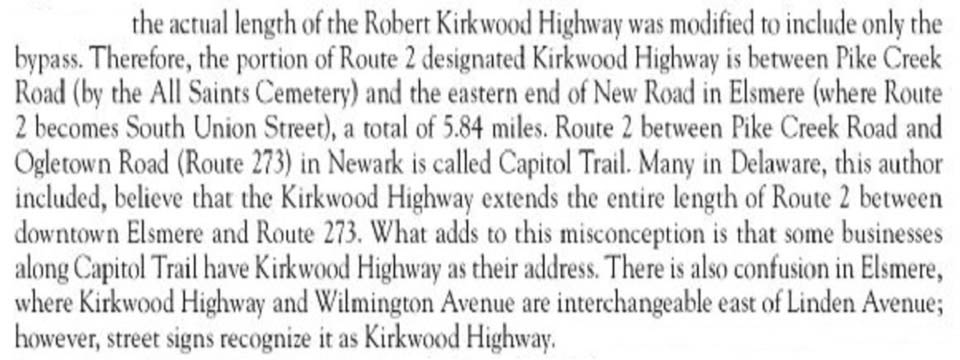 KIRKWOOD HWY VS OLD CAPITAL TRAIL IN DELAWARE - from the book Along Kirkwood Highway by William Francis.