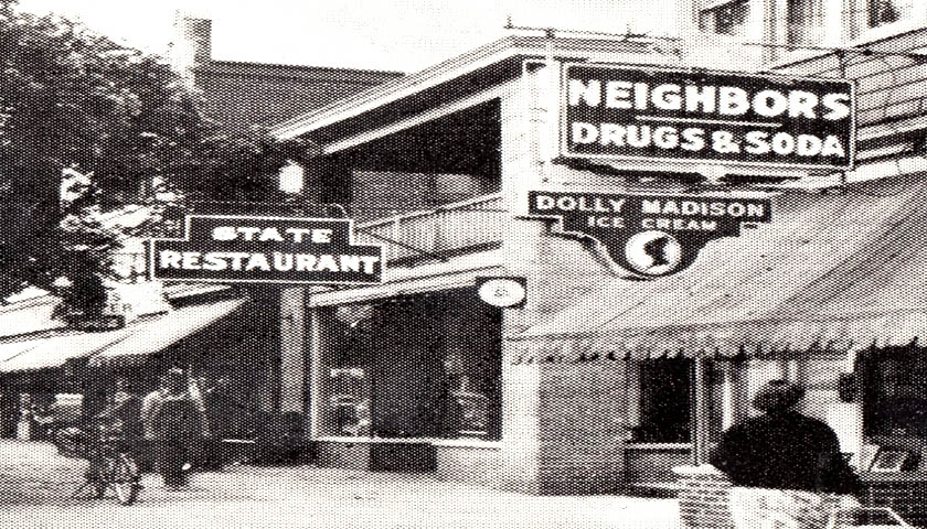 Main Street near the State Restaurant in Newark Delaware early 1940s
