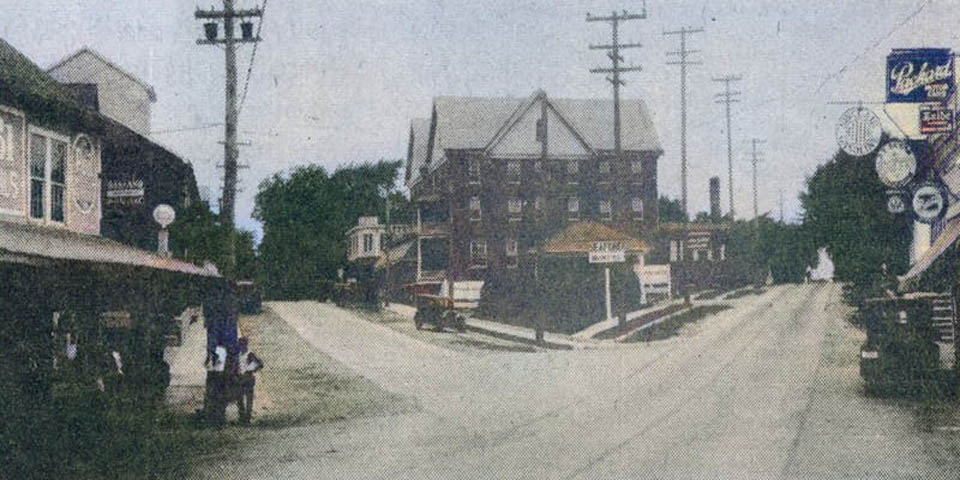 Market and Front streets looking north from the Nanticoke river bridge into Seaford Delaware circa 1920s