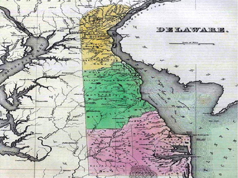 Map redrawing of Kent and Sussex counties shared border in Delaware February 1841