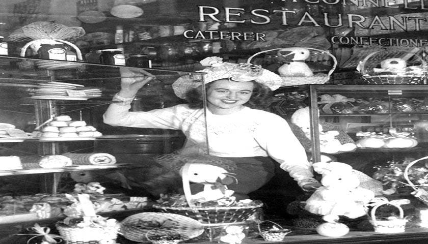 McConnell Restaurant and Confectionery Easter display window at 841 Market St Wilmington Delaware circa early 1940s