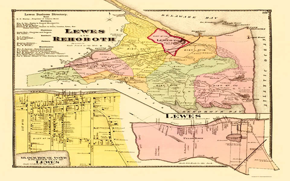 OLD MAPS OF REHOBOTH AND LEWES DELAWARE