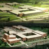 Original and Final artist renderings of the Delcastle High School in Delaware 1968 and 1973
