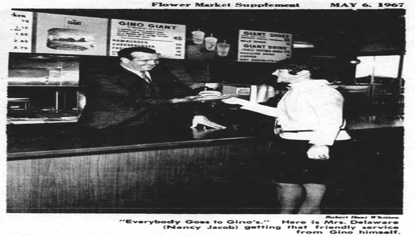 Philadelphia Pike in Wilmington Delaware Gino Marchetti visits his Penny Hill Ginos on 5-6-1967