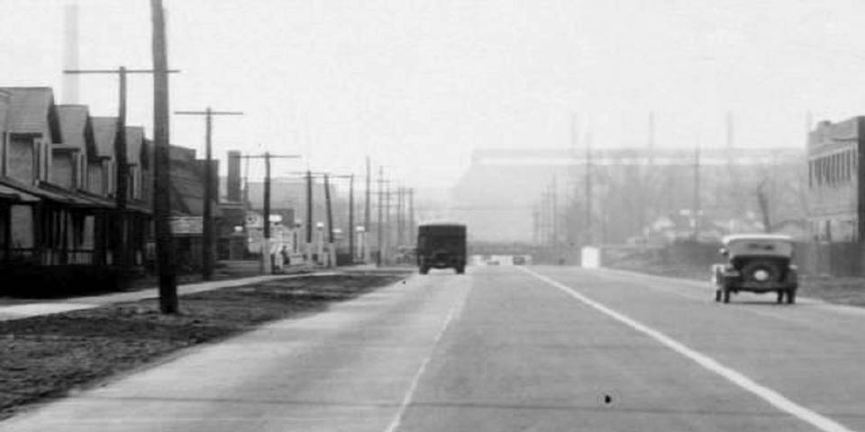 Philadelphia Pike looking south toward the Worth Steel Plant in Wilmington Delaware 1920s