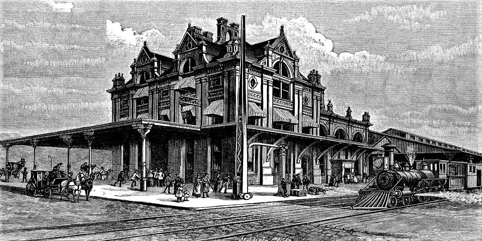 Philadelphia-Wilmington-Baltimore Railroad Depot in Wilmington Delaware 1888