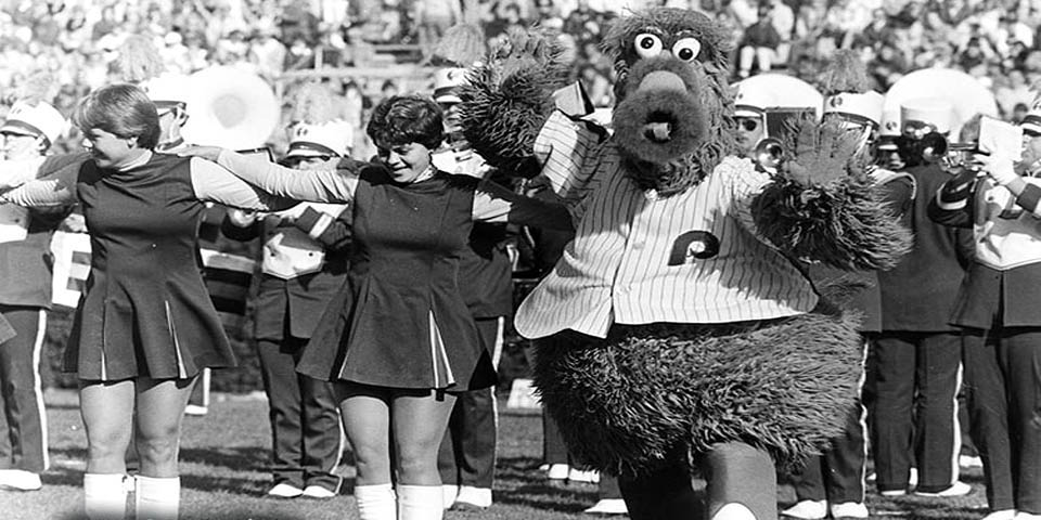 Philly Phanatic at a University of Delaware football Game 1979 - 2
