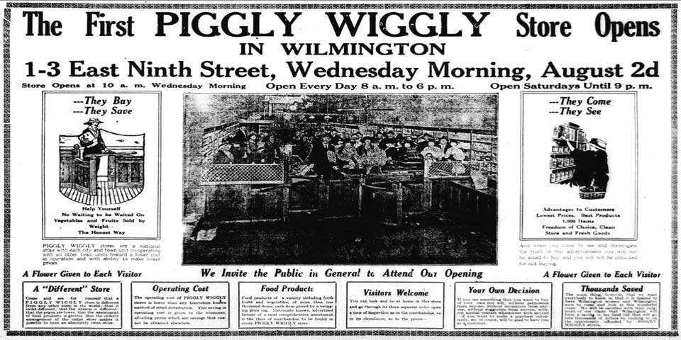 Piggly Wiggly AD located in Wilmington on East 9th St circa 1920s