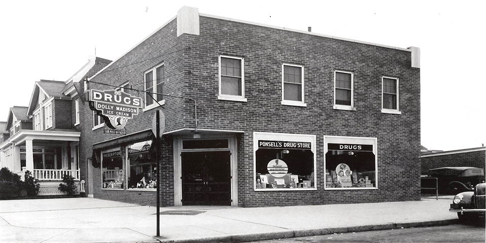 Ponsells Drug Store at 27th and Washington Streets in Wilmington Delaware circa 1940