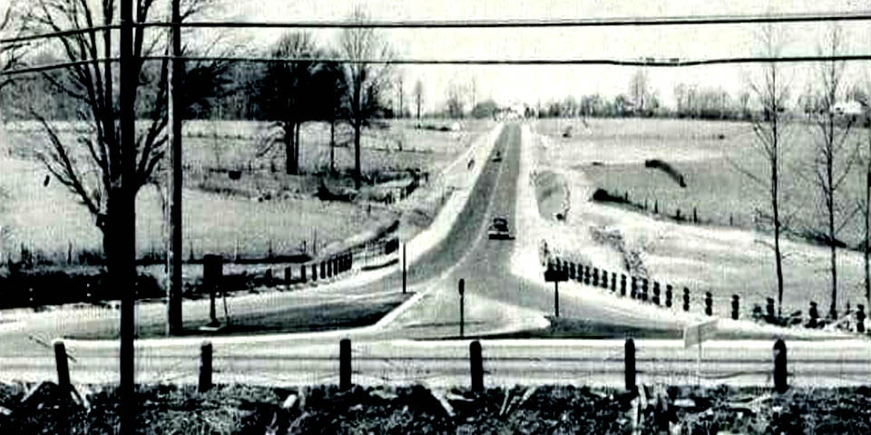 Possum Park Road looking north from Capitol Trail Route 2 in Newark Delaware circa 1953
