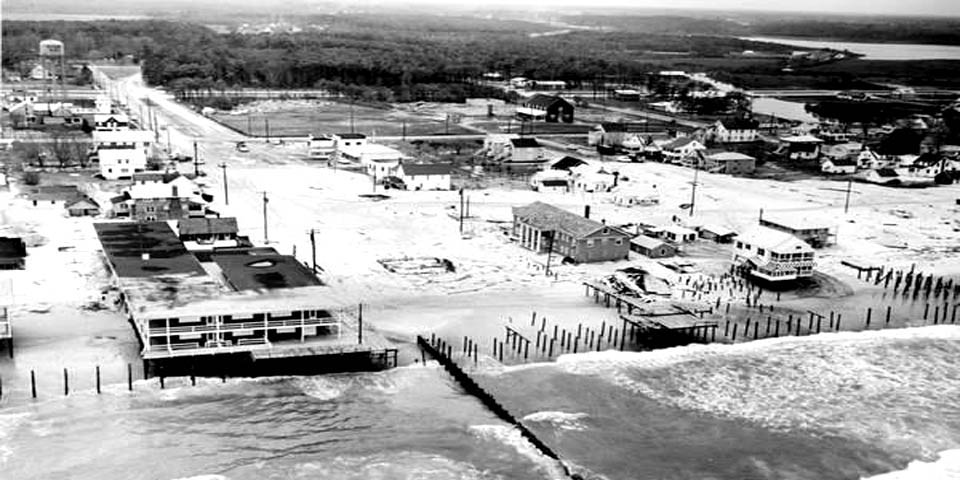 REHOBOTH AVENUE IN REHOBOTH BEACH DELAWARE AFTER 1962 STORM