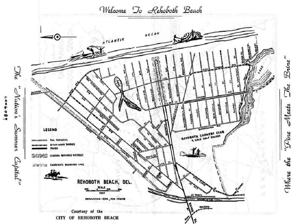 Rehoboth Beach Delaware Map 1950