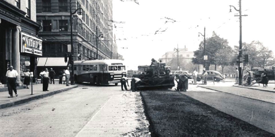 Road repairs at Tenth and Market Streets in Wilmington Delaware 1940s