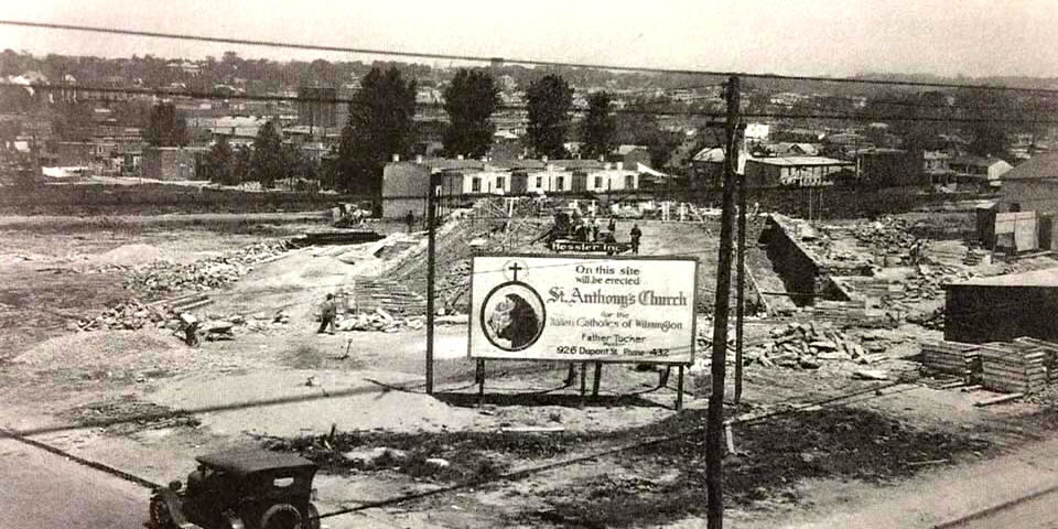 Saint Anthonys Church in Wilmington Delaware being constructed 1926 - 1