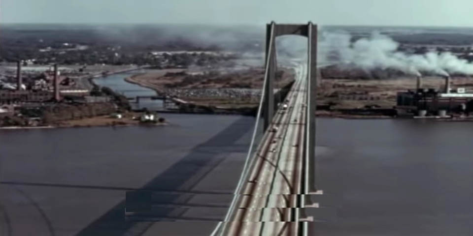 SINGLE SPAN OF THE DELAWARE MEMORIAL BRIDGE IN THE 1950s