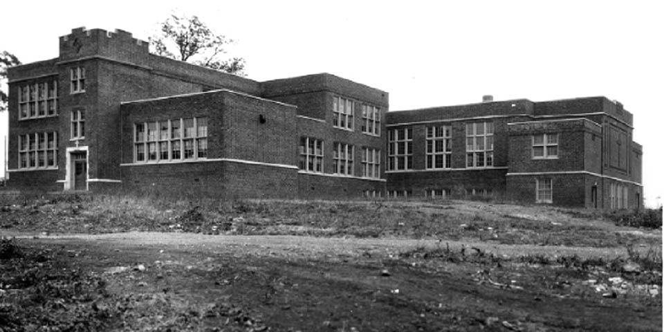 Side and rear exterior view of St Elizabeth School in Wilmington Delaware 1930