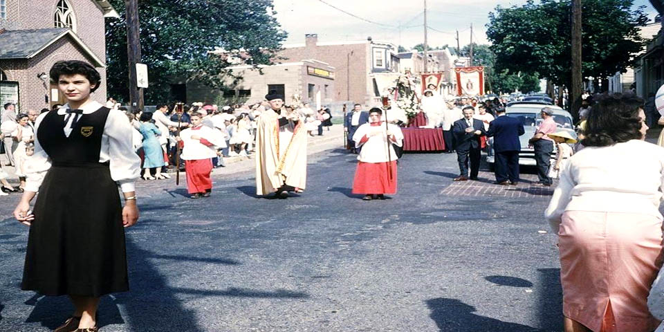 St Anthonys Day Procession at 8th and Scott in Wilmington Delaware mid 1950s
