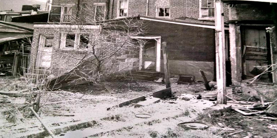 The tearing down of homes along Adams Street to make way for I-95 in Wilmington Delaware in the early 1960s