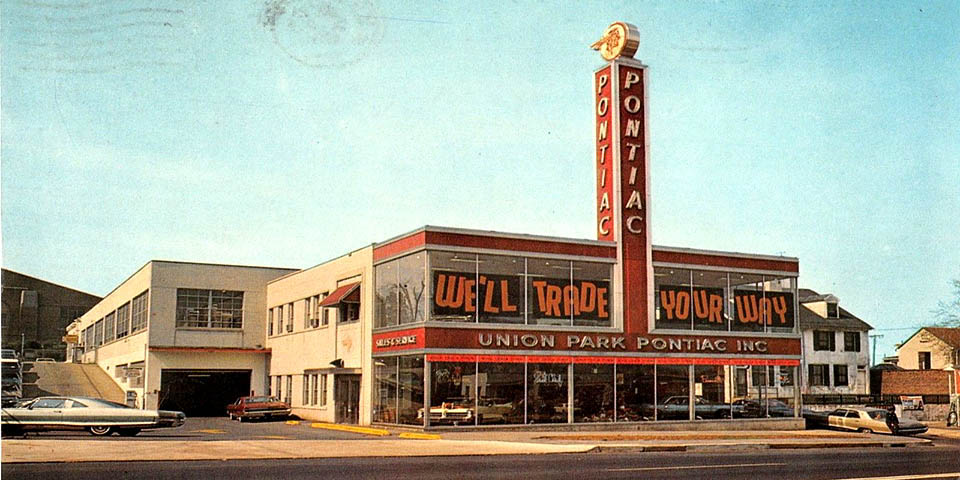 Union Park Motors Pontiac Dealership at 206 North Union Street in Wilmington Delaware 1960s - 2