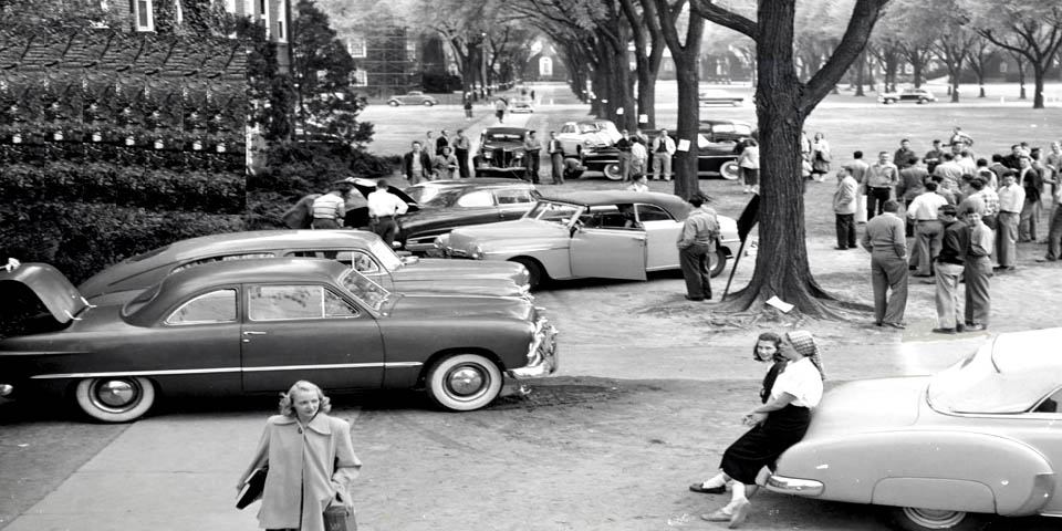 University of Delaware students on the Mall Green in Newark Delaware 1950s