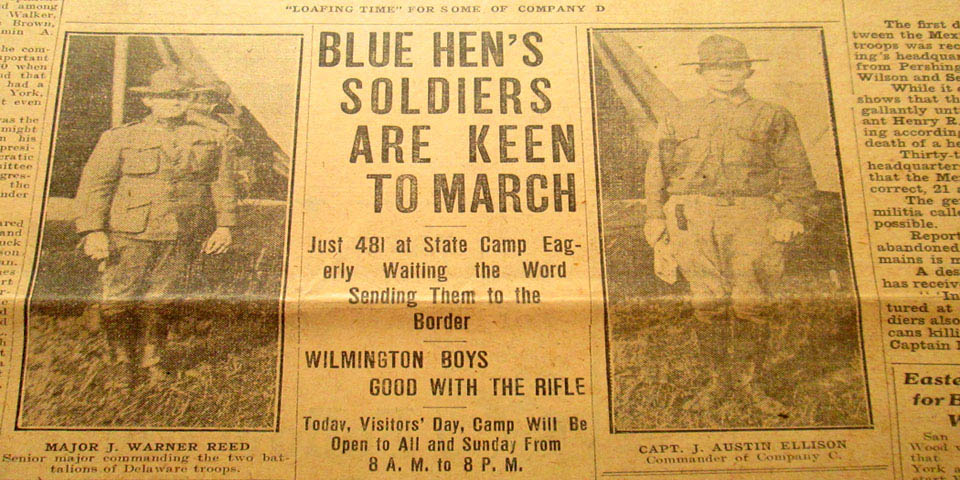 WILMINGTON STAR NEWS PAPER ARTICLE ABOUT BLUE HEN SOLDIERS OF WWI - CLOSE UP ON JUNE 28 1916