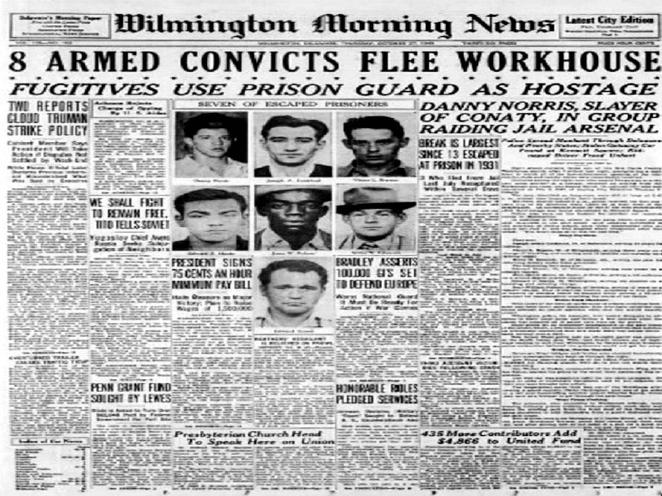 Wilmington Morning News front page October 27th 1949