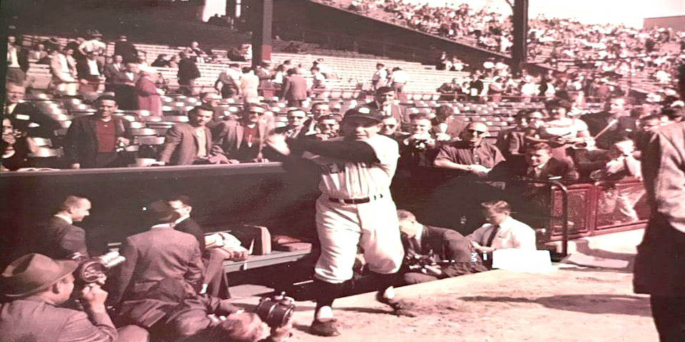 Wilmington Park with Yoggie Berra Yankees v Phillies exhibition game in Wilmington Delaware April 8th 1955 