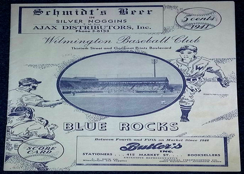 Wilmington Blue Rocks score card at 30th Street and Governor Printz Blvd in Wilmington Delaware 1941