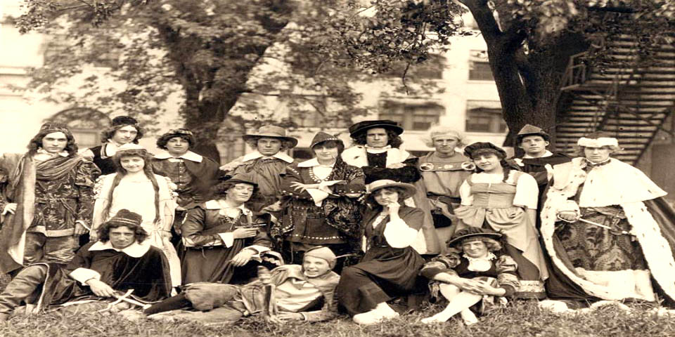 Wilmington High School Drama Club in full costume in Wilmington Delaware circa 1915