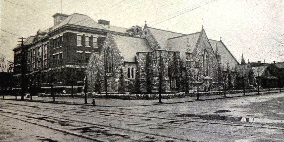 Wilmington High School and Trinity Church in Wilmington Delaware early 1900s