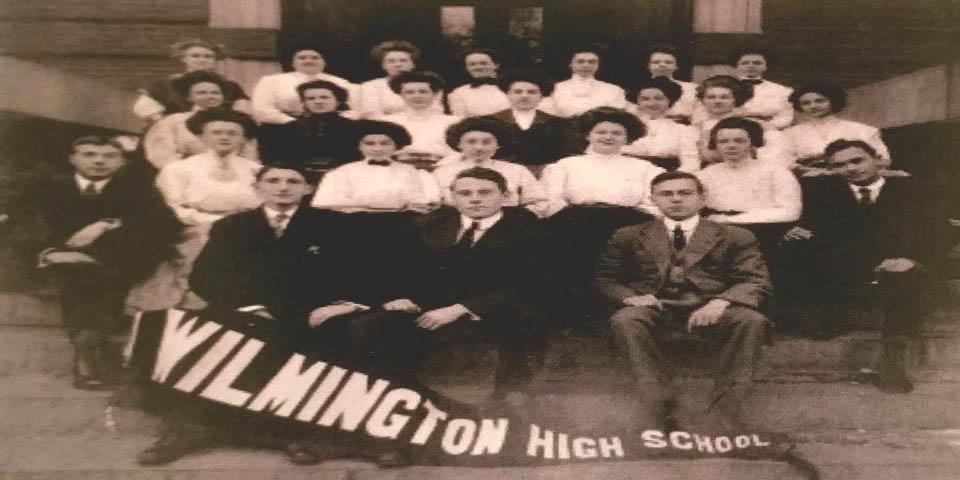 Wilmington High School front steps in Wilminngton Delaware 1909
